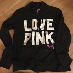 Pink black 1/4 zip sweatshirt