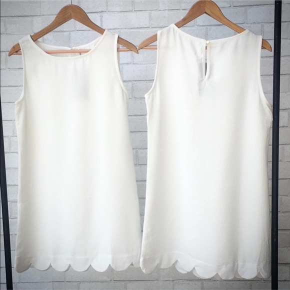 Scallop White Dress