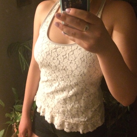 Cream lace Hollister racerback tank top