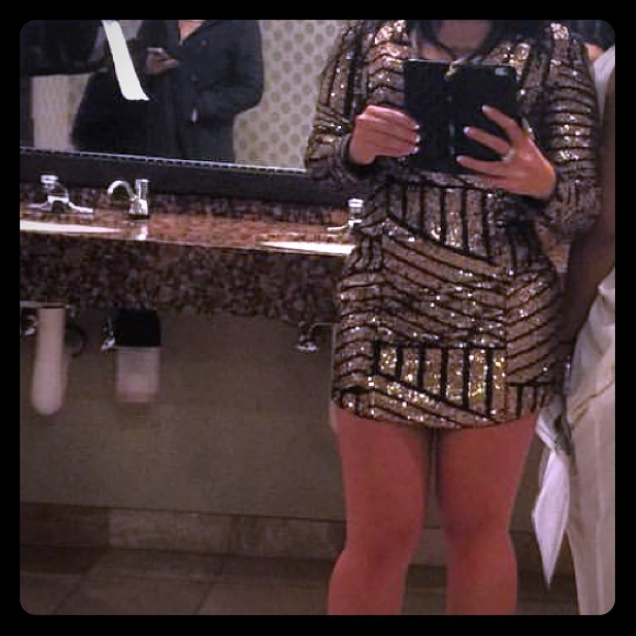 Gold sequence party dress