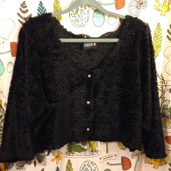 Torrid Fluffy 90's Kindergoth Cropped Cardigan