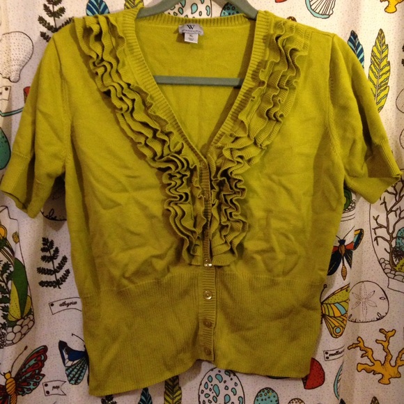 Chartreuse Pinup Ruffle Cardigan