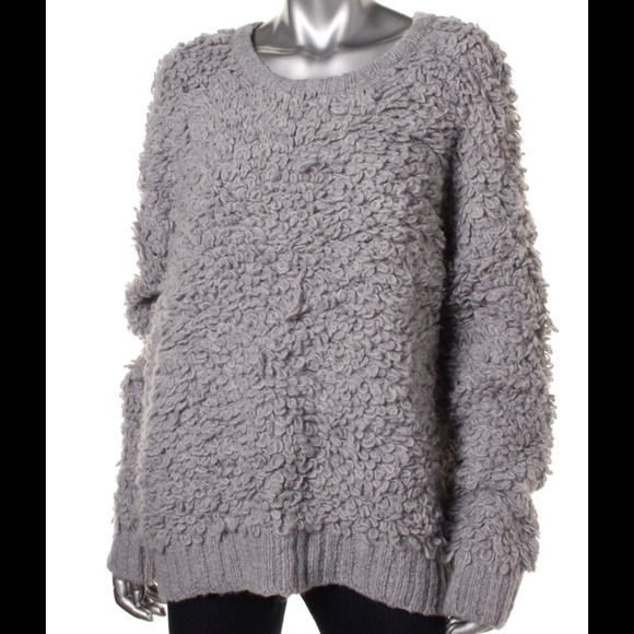 MICHAEL KORS Wool Sherpa Shag Loop GRAY Sweater - Picture 2 of 6
