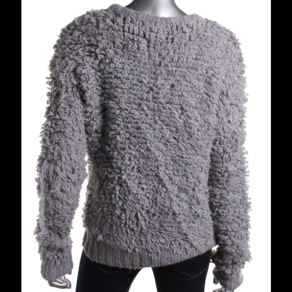 MICHAEL KORS Wool Sherpa Shag Loop GRAY Sweater - Picture 3 of 6