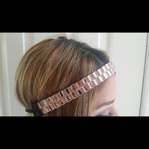 Rose Gold Stretch Headband W/Crystal Rhinestones