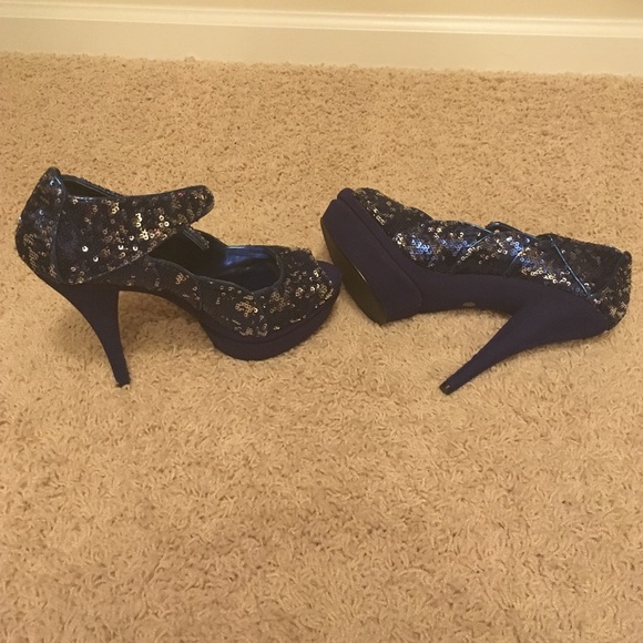 Blue platforms 4 inch heel - Picture 3 of 4