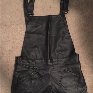 Faux Leather Overalls