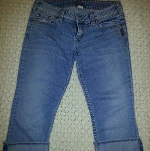 Women Silver Low Rise Stretch Capri Jeans  Size 29