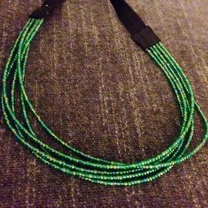 Green beaded elastic hairband