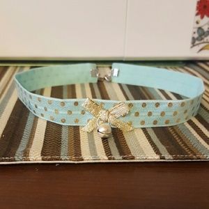 Kawaii Mint Green/Gold Choker with Gold Bow