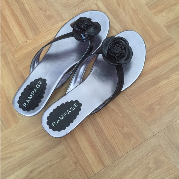 Rampage Black and Silver Sandals