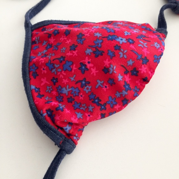 Floral & Denim Bikini Top - Picture 2 of 3