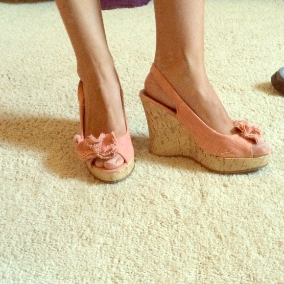 Madden Girl pink wedge worn once!!