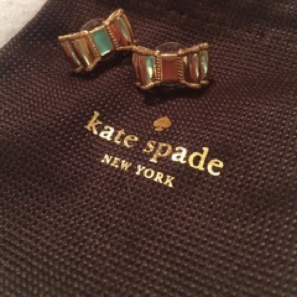 Kate Spade gold moon river bow earrings