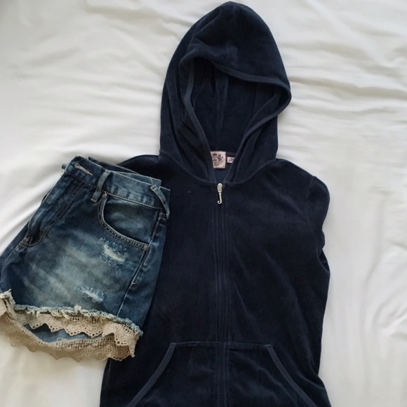 Juicy Couture dark blue/navy velour hoodie