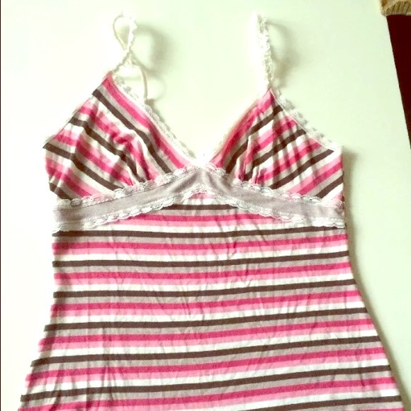 Hanky Panky L Large striped lace camisole tank