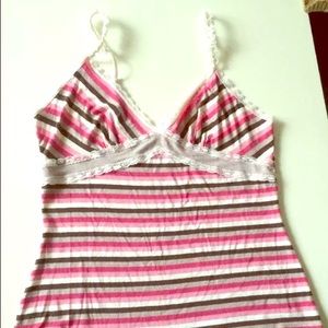 Hanky Panky L Large striped lace camisole tank