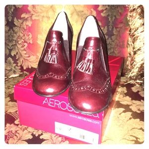 Dark Red Leather Aerosole professional shoes
