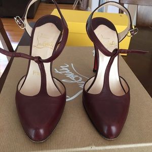 Louboutin dark red TStraps heels