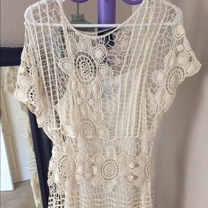 Cream crochet mini dress