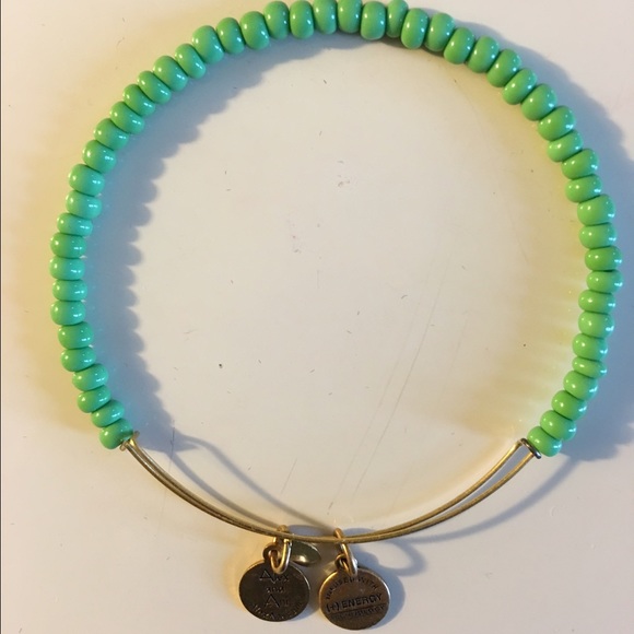 Alex and Ani Gold and Green beads bracelet