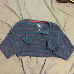 Blue x Red Pinstripe men's thermal henley