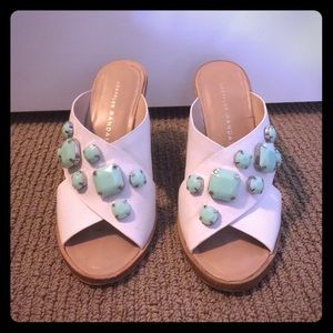 High sandals heels with blue/ turquoise stones