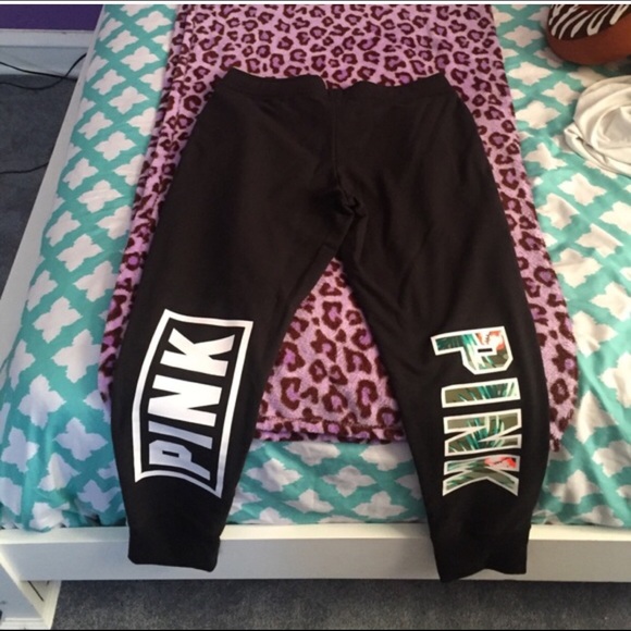 Vs pink floral and black sweats