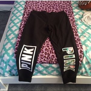 Vs pink floral and black sweats