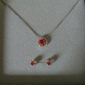 Ruby/Diamond necklace & earrings set