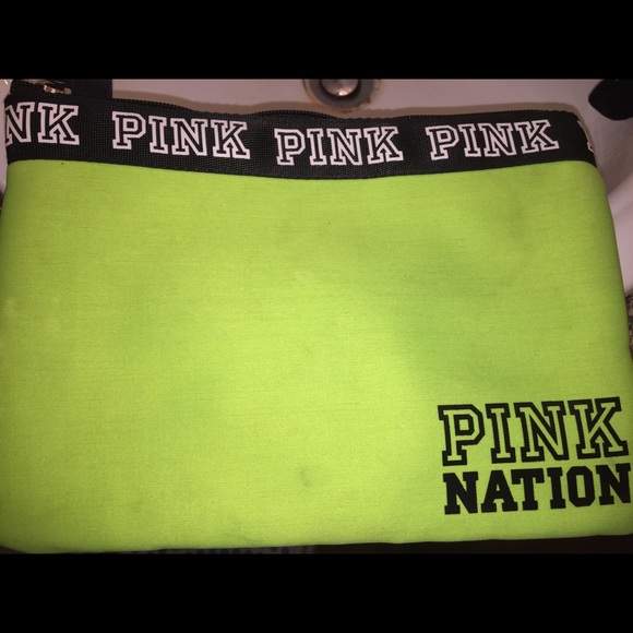 Pink lime green pouch