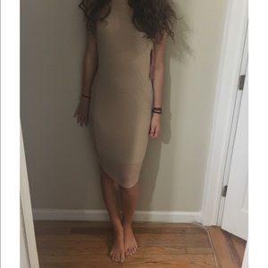 F21 Tan Knee Length Ribbed Dress