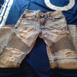 Mens denim biker jeans