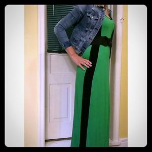 MAXI DRESS Emerald green and black