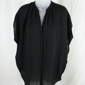 Vince black silk popover blouse