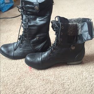 Black combat boots