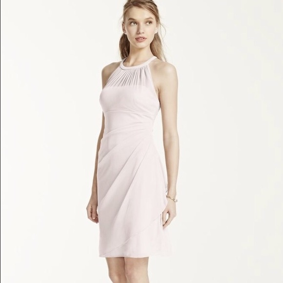 Illusion cascade gray dress