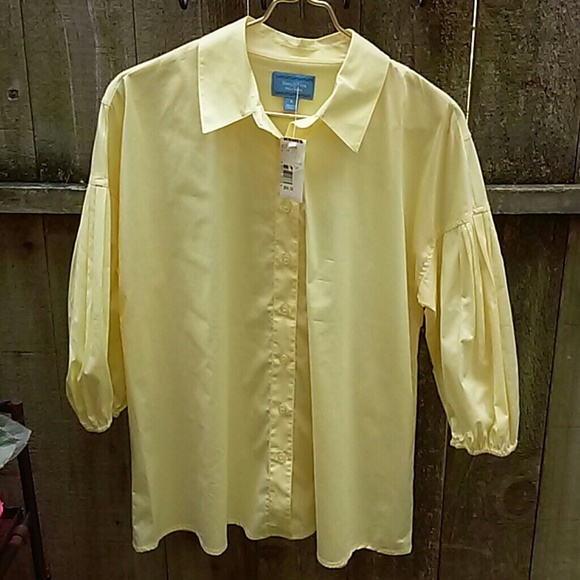 Butter yellow Vera Wang cotton blouse, NWT