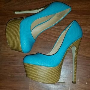 Turquoise Platform Heels