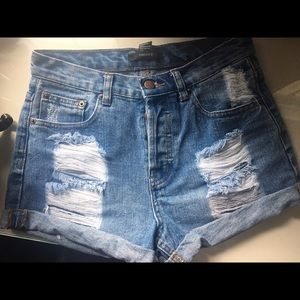 High-waisted jean shorts!