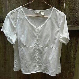 J. Jill White linen blouse w/cotton trim