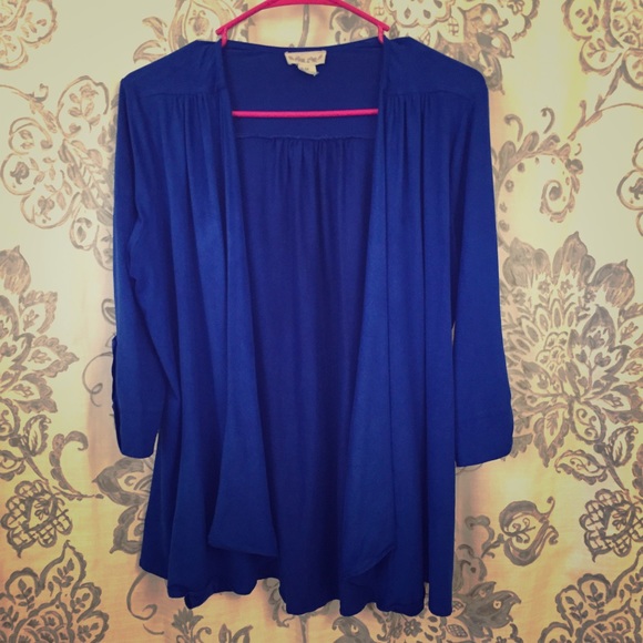 Deep royal blue waterfall cardigan from pink zone