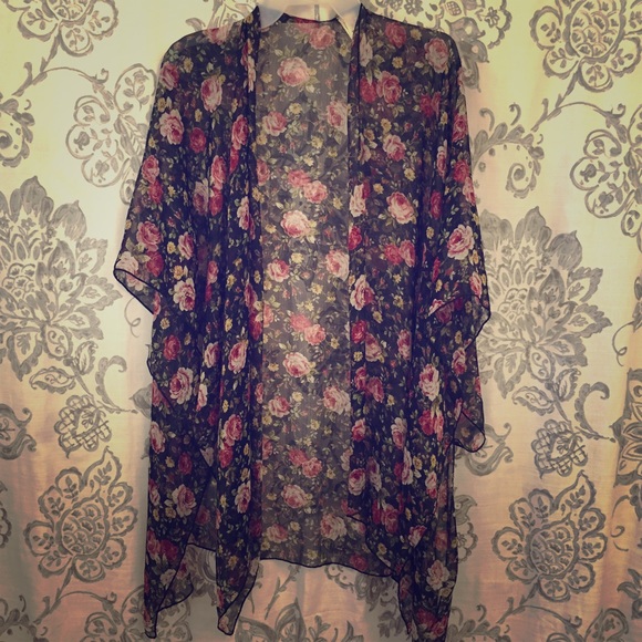 B sharp long flowy floral cardigan