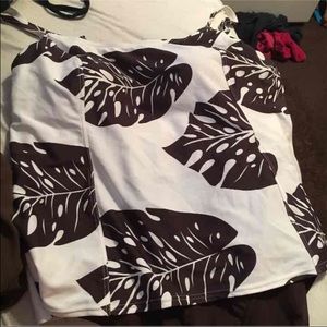 Brown and white one piece bathing suit