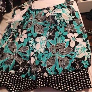 Teal, white and Black bathing suit top