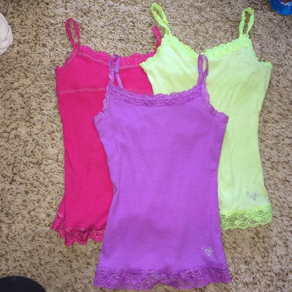 3 camisoles with built in bra