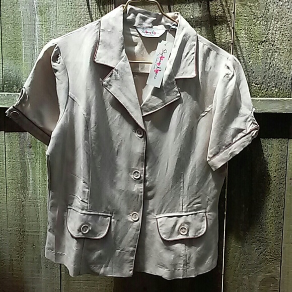Ramie/rayon short sleeve jacket