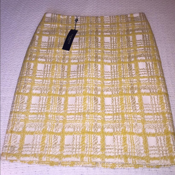 Yellow and white pencil skirt by Talbots.