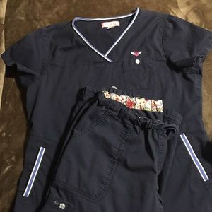 Large  dark blue Koi scrub set.