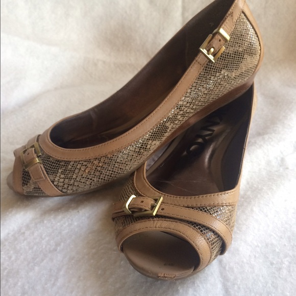 DKNYC Peep Toe Snakeskin Flats